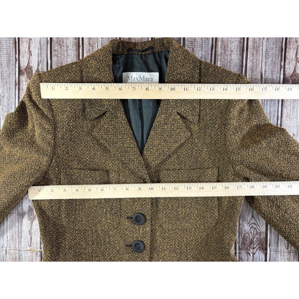 MaxMara Wool Blend tweed Coat jacket size 6 color brown - Picture 7 of 8